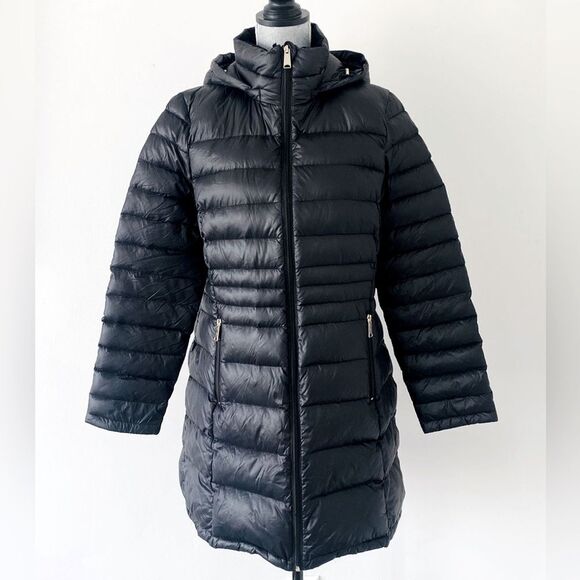 Andrew Marc Women's Premium Down Quilted Black Puffer Coat Lightweight Sz L - Picture 2 of 14